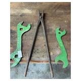2- JD colored wrenches and cable tongs
