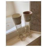 Two plant stands, two wall pockets
