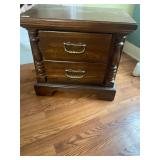 Wood two drawer nightstand
