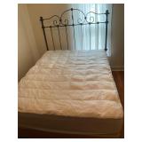 Queen size boxspring mattress, and metal headboard