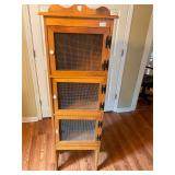 Wooden shelf cabinet with chicken wire cabinet