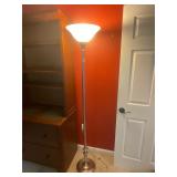 Polished floor lamp ï¿½ glass globe