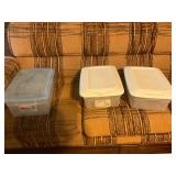 Three ï¿½ assorted storage totes
