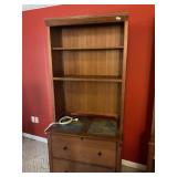 Wood and tiled bookcase cabinet