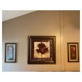 Three framed flower pictures