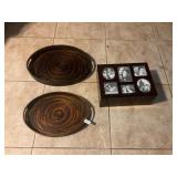 Picture box and two oval serving trays