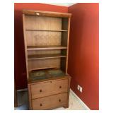 Wood and tiled bookcase cabinet