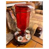 Glass hummingbird feeder red