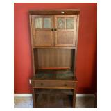 Wood and tiled bookcase cabinet