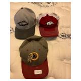 Arkansas Razorback and Washington Redskins caps