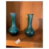 Two ï¿½ bluish ceramic vases