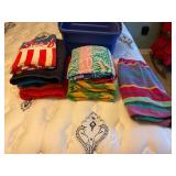 Tote with beach towels, and beach skirt