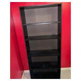 5 tier black pressboard shelf / bookcase