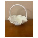 Fenton milk glass hobnail basket
