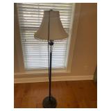 Black floor lamp with beaded shade