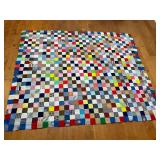 Colorful quilt top, machined, 67 x 77