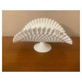 Vintage Fenton hobnail milk, glass banana bowl