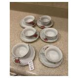 6- Japan flowered cups and saucers