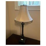 Table lamp with beaded shade