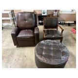Rocker recliner , chair, rolling ottoman