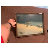 Vintage framed wood in snow