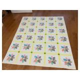 Flower squared hand sewn quilt 62 x 73