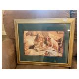 Framed praying girl with dog