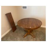 Oak pedestal table and leaf