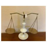 Milk glass hobnail scales