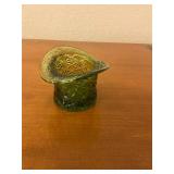 Vintage glass top hat- Fenton? Green