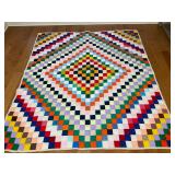 Beautiful square patched hand sewn quilt 76 x 84