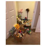 Closet full assorted toys, puppet, stick horses
