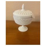 Vintage milk, glass, hobnail candy dish