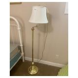 Brass and white shade floor lamp
