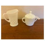 White milk glass sugar and pitcher