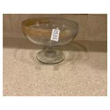 Pedestal gold rimmed serving dish