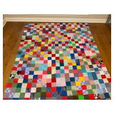 Colorful quilt top machine done 72 x 90