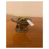 Vintage purple yellow swirl glass top hat