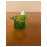 Vintage glass top hat- Fenton? Green