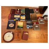 Battery operated clock and Bible books