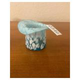 Vintage glass top hat- Fenton? Blue and white.