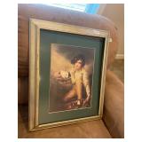 Framed lady and rabbit picture