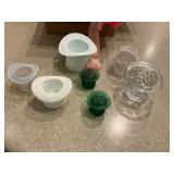 7- vintage glass top hats