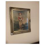 Framed vintage girl and puppy