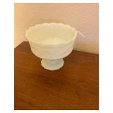 White milk glass pedestal dish