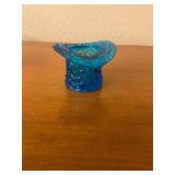 Vintage glass top hat- Fenton? Blue