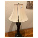 Black table lamp, cream shade