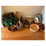 Lot of assorted baskets and greenery