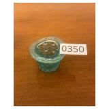 Vintage glass top hat- Fenton? Turquoise blue.