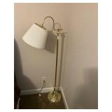 Brass floor lamp with white shade